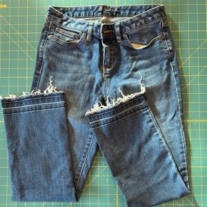 Distressed cropped Prana organic cotton Blue Jeans size 2